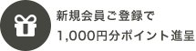 新規会員ご登録で1,000円分ポイント進呈