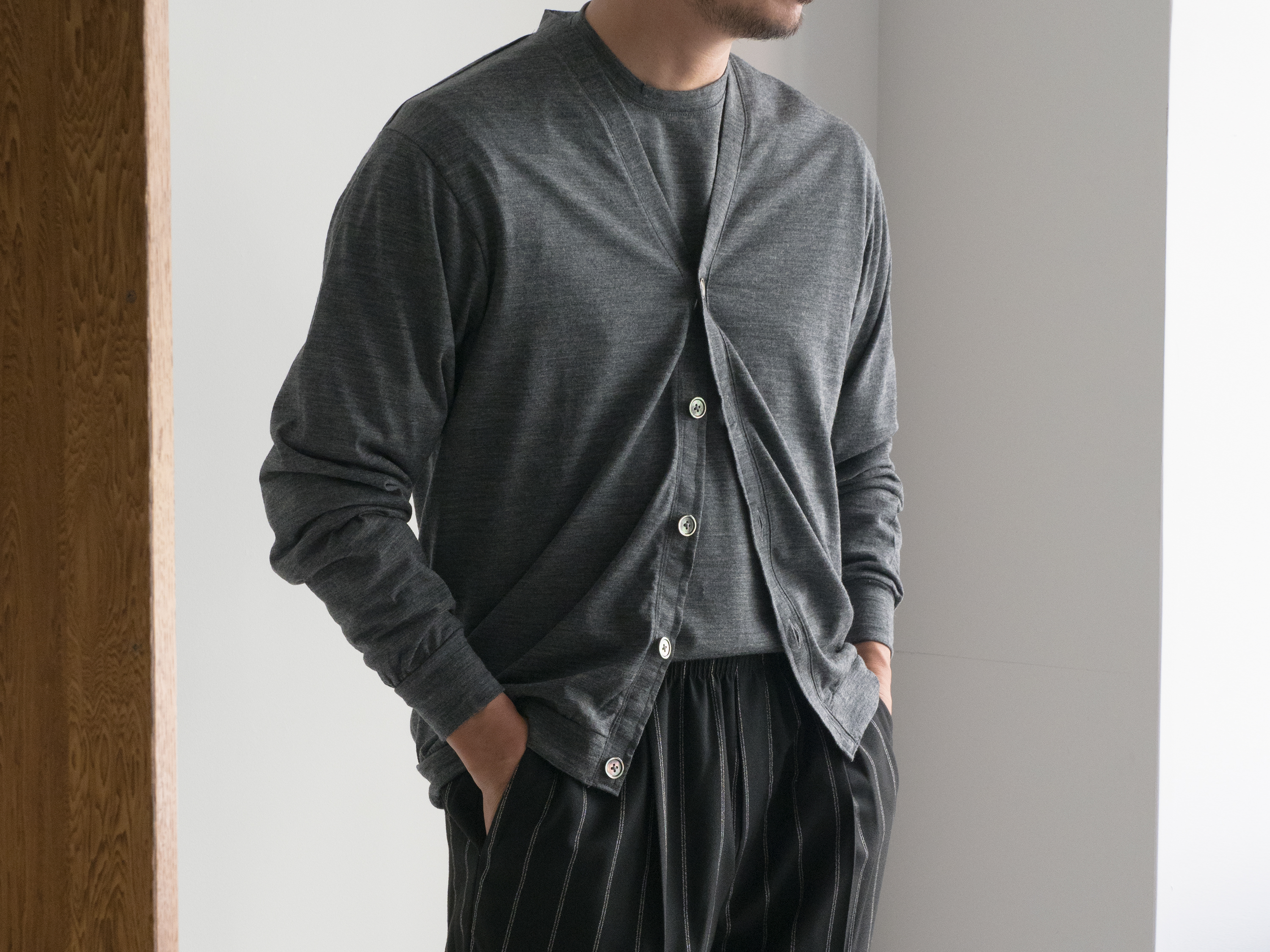 Super Tight Tension Wool Cut & Sewn Cardigan Image