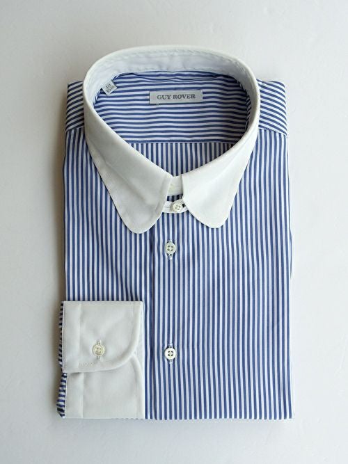 GUY ROVER クレリックラウンドタブカラー ブルーシャツ GUY ROVER ギローバー クレリックシャツ BLUE.S | ITAL STYLE WEAR