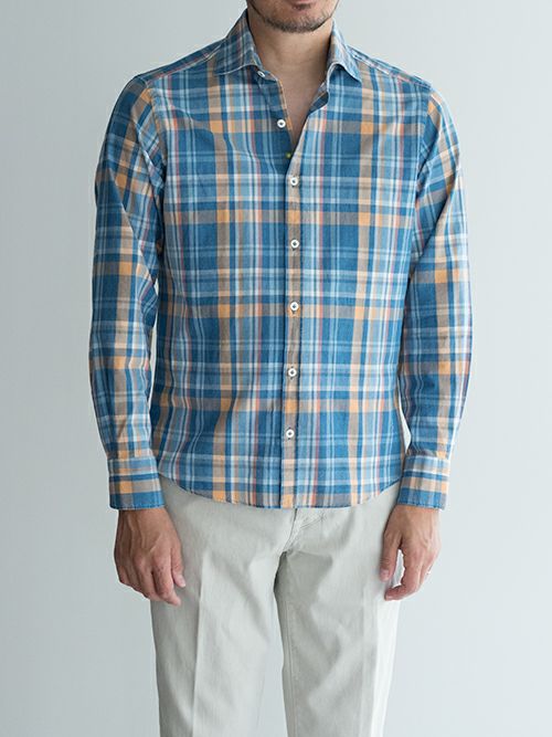 Giannetto ジャンネット マドラスチェック柄シャツ BLUE.C | ITAL