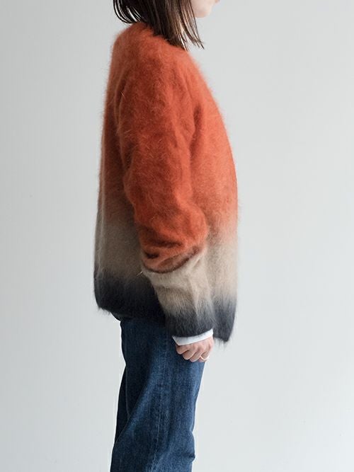 美品　enrica　カシミヤ100%　カシミヤシャギーカーディガン　変形 ENRICAエンリカ グラデーションカシミヤシャギーニットカーディガン