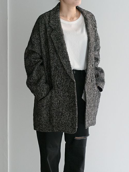 TICCAティッカ ツイードジャケットコート BLACK | ITAL STYLE WEAR