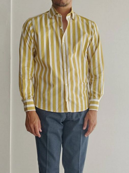 Giannetto ジャンネット ストライプシャツ Yellow.s | ITAL STYLE WEAR
