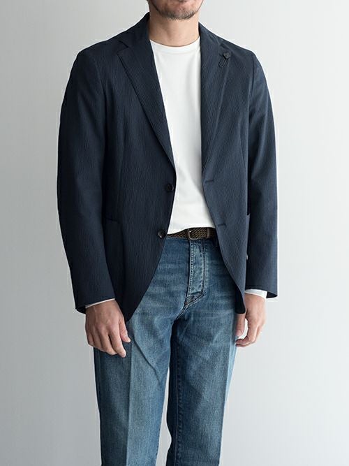 ぶぅ LARDINI ラルディーニ ジャケット ウィンドウペーン 52 紺 LARDINI（ラルディーニ） ジャケット / ウール ミラノリブ シングル
