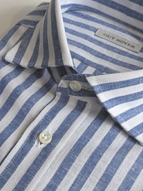 GUY ROVER ギローバー コットンリネン ドレスシャツ BLUE.S | ITAL