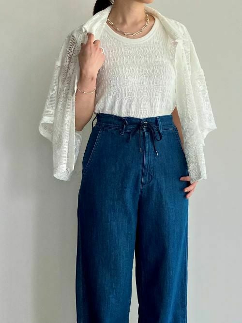 YANUKヤヌーク パンツ Relaxワイドストレート LILITH /IND(NAVY