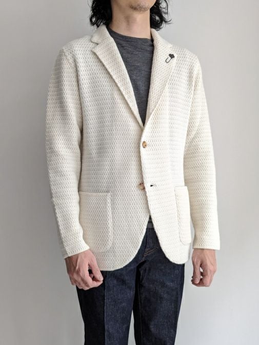 LARDINI ラルディーニ カシミヤニットジャケット WHITE | ITAL STYLE WEAR