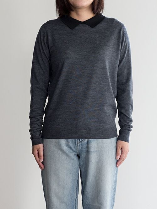 美品 JOHN SMEDLEY 七分袖 クレリックニット S 英国製 バイカラー JOHN SMEDLEYジョン スメドレー バイカラークレリックニット【全2色