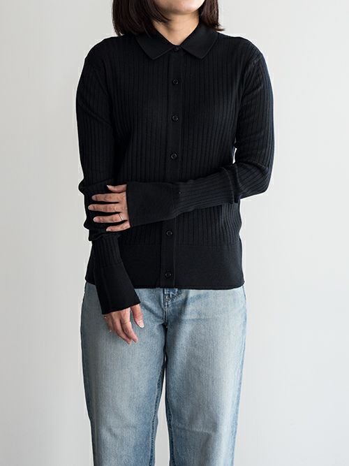 JOHN SMEDLEYジョン スメドレー シャツニットリブカーディガン BLACK