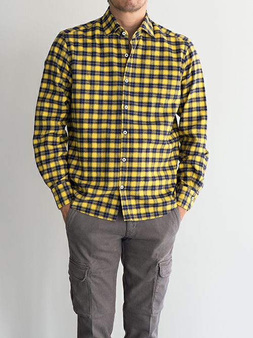 ジャンネット　チェックシャツ Giannetto ジャンネット チェック柄フランネルシャツ YELLOW | ITAL
