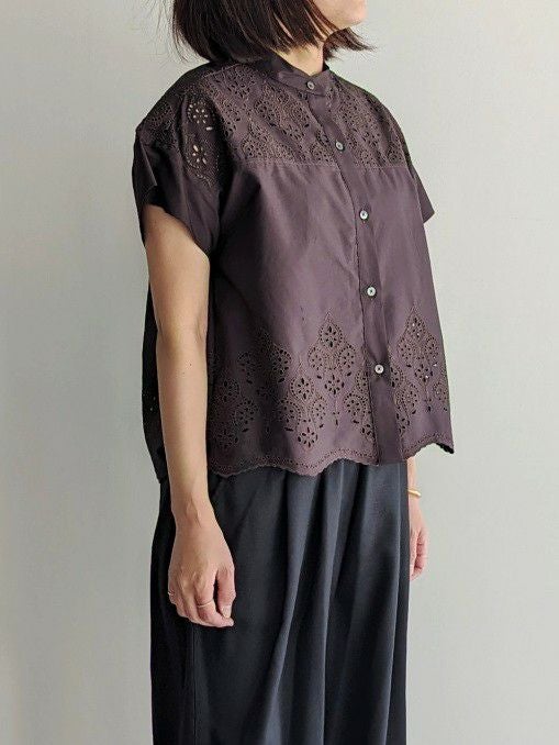美品 TICCA レースフレンチシャツ 26ss チャコールグレー Fsize TICCAティッカ レースフレンチシャツ 【全3色】 | ITAL STYLE WEAR