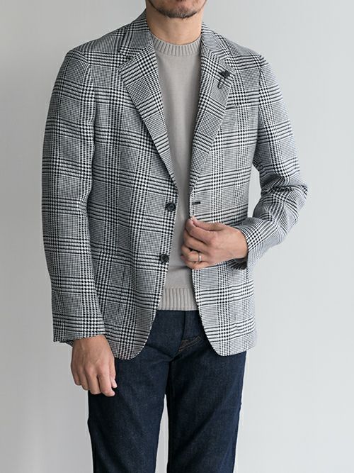 LARDINI ラルディーニ グレンチェック柄2Bジャケット BLACK.C | ITAL