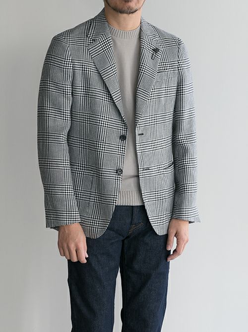 LARDINI ラルディーニ グレンチェック柄2Bジャケット BLACK.C | ITAL