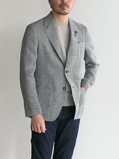 LARDINI ラルディーニ グレンチェック柄2Bジャケット BLACK.C | ITAL