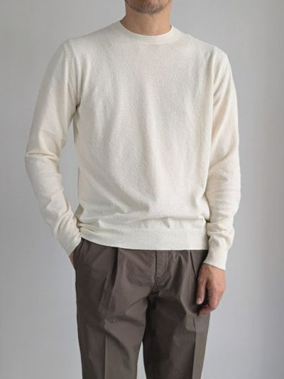 Drumohr ドルモア クルーネック コットンニット WHITE | ITAL STYLE WEAR