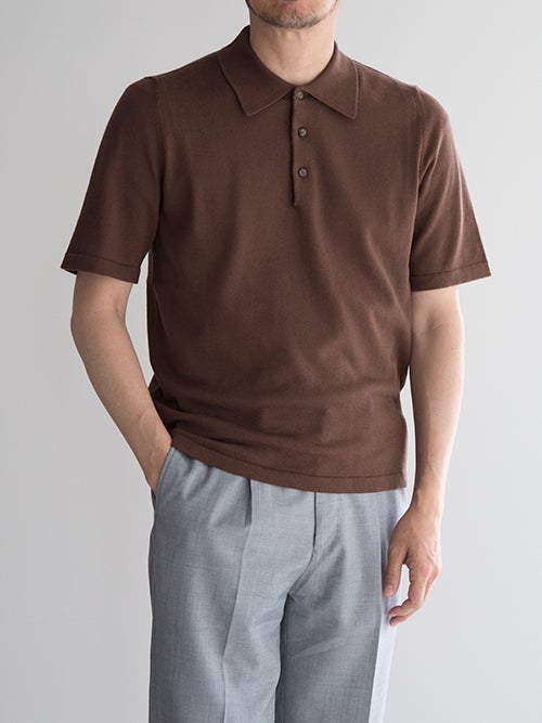 Drumohr ダークブラウン ポロシャツ Mサイズ Drumohr ドルモア コットンポロシャツ 【全3色】 | ITAL STYLE WEAR