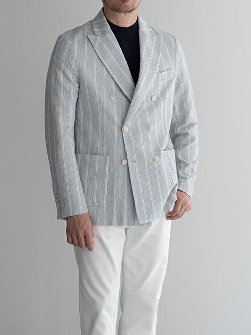 CIRCOLO 1901 チルコロ 1901 ストライプ柄 ダブルジャケット NAVY.S