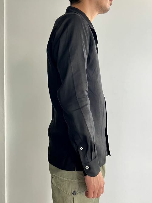 SALE】Giannetto ジャンネット リネンオープンカラーシャツ BLACK