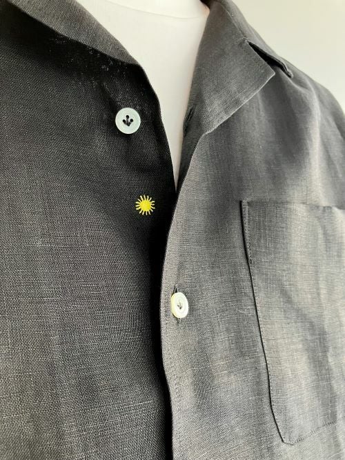 Giannetto ジャンネット リネンオープンカラーシャツ BLACK | ITAL