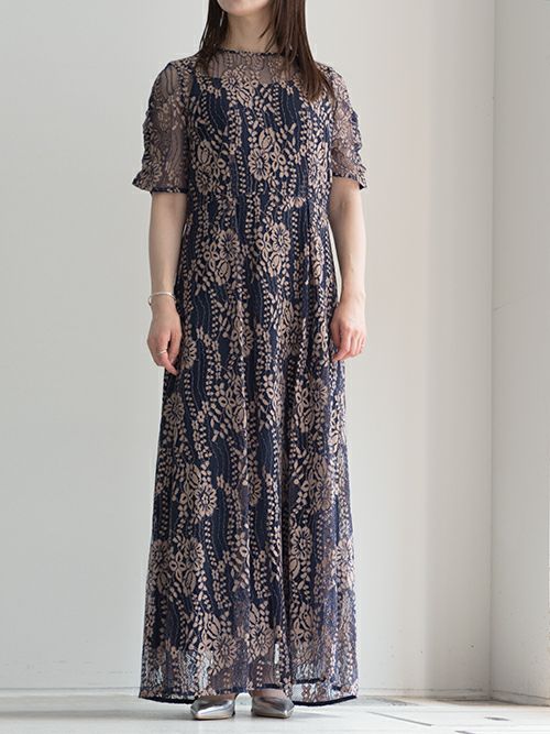 kaeneカエン 配色レースエプロンワンピース【全2色】 | ITAL STYLE WEAR