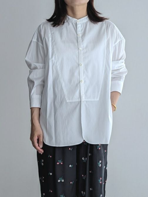 TICCA　定番　ビブヨークシャツ　コットン　ノーカラー　ホワイト　サイズ3 TICCAティッカ ノーカラービブヨークシャツ WHITE | ITAL STYLE WEAR