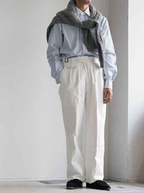 KENNETH FIELD ケネスフィールド GURKA Ⅲ TROUSER HERRINGBORN WHITE