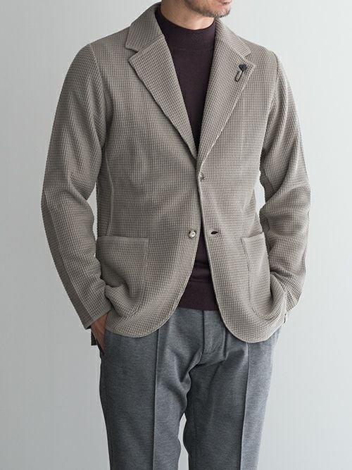 【26年1月購入】LARDINI ワッフル ニットジャケット 黒　S（M相当） ワッフルニットジャケット – LARDINI Online Store