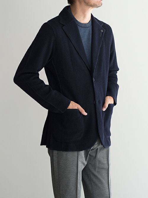 【26年1月購入】LARDINI ワッフル ニットジャケット 黒　S（M相当） ワッフルニットジャケット – LARDINI Online Store