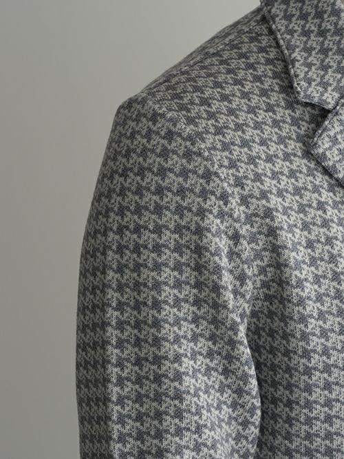 LARDINIラルディーニ ハウンドトゥース柄ニットジャケット GRAY.C