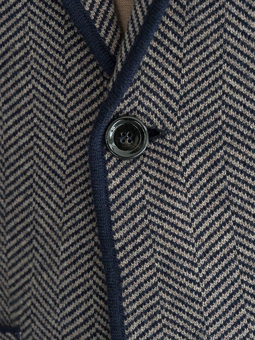 LARDINI ラルディーニ ヘリンボーン柄ニットジャケット NAVY | ITAL