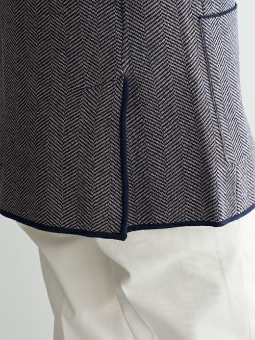 LARDINI ラルディーニ ヘリンボーン柄ニットジャケット NAVY | ITAL