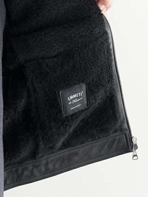 EMMETIエンメティ ムートンシングルライダース JURI MOUTON BLACK
