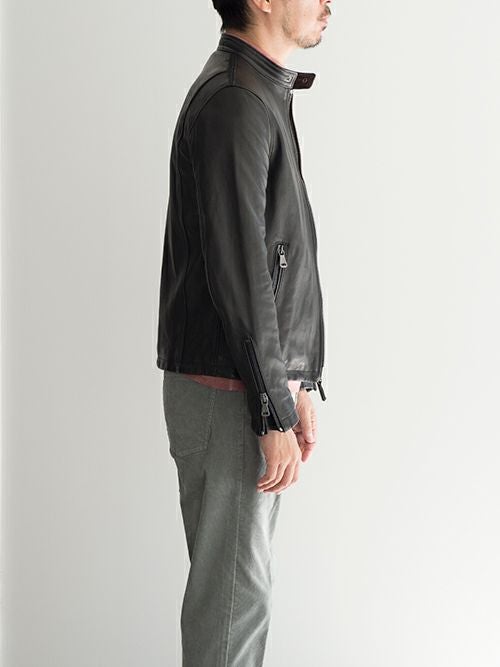 garrett　ギャレット　ニベレザー　シングルライダース Garret ギャレット シングルライダース BLACK | ITAL STYLE WEAR