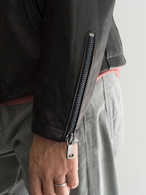 garrett　ギャレット　ニベレザー　シングルライダース Garret ギャレット シングルライダース BLACK | ITAL STYLE WEAR