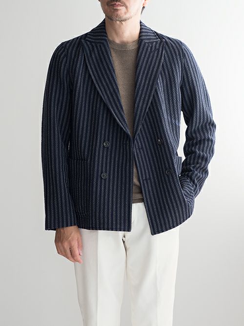 CIRCOLO 1901 チルコロ 1901 ストライプ柄 ダブルジャケット NAVY.S