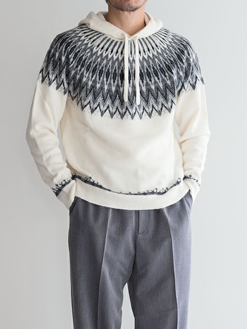 roberto collina ロベルトコリーナ ノルディック柄ニットフーディー