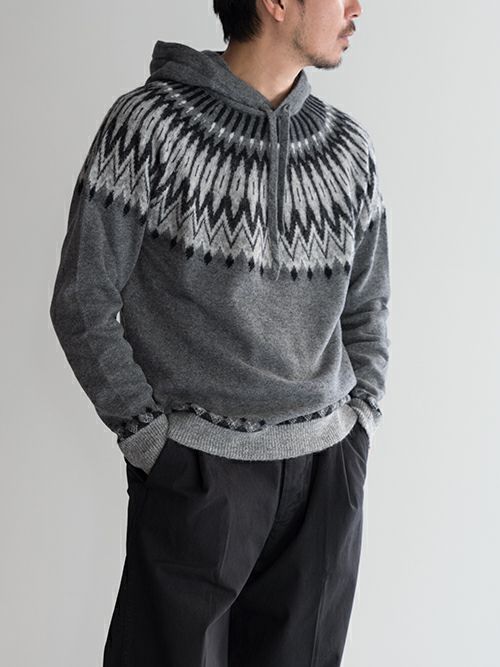 roberto collina ロベルトコリーナ ノルディック柄ニットフーディー