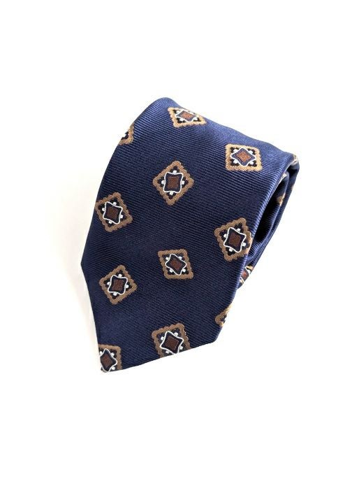 【美品】　Stefano Cau ネクタイ 小紋柄 ネイビー STEFANO CAU ステファノカウ シルクネクタイ 小紋柄 NAVY | ITAL STYLE