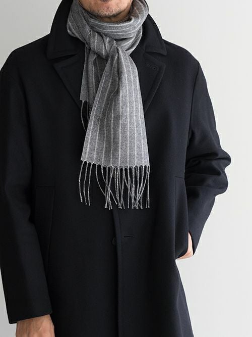 PIACENZA ピアツェンツァ リバージブルマフラー カシミヤシルク GRAY.S