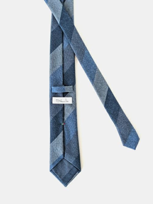未使用23と56 ステファノカウ Stefano Cau ネクタイ イタリア製 STEFANO CAU ステファノカウ ウールネクタイ レジメンタル柄 NAVY.S
