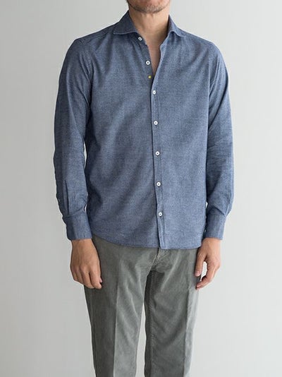 Giannetto ジャンネット フランネルシャツ vinci fit BLUE | ITAL 