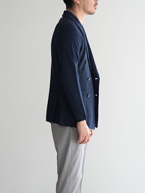 LARDINI ラルディーニ ダブルブレスト ニットジャケット NAVY | ITAL