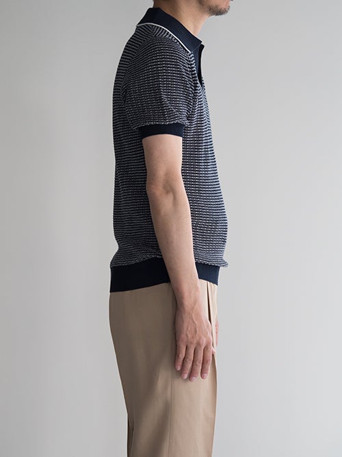 Morgano モルガーノ スキッパーニットポロ NAVY | ITAL STYLE WEAR