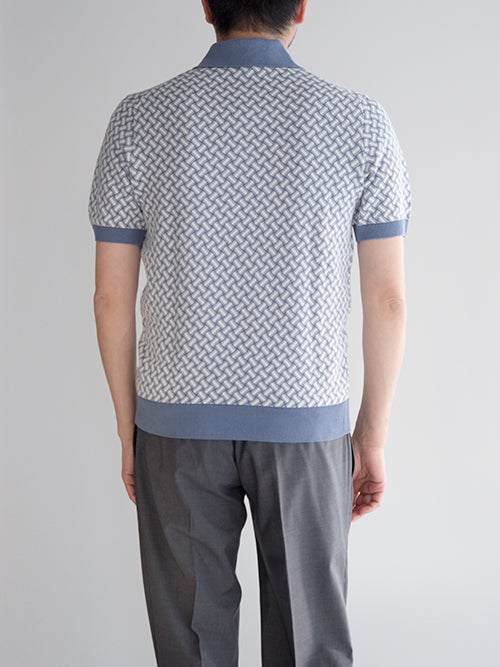 Drumohr ドルモア スキッパーニットポロ BLUE*WHITE | ITAL STYLE WEAR