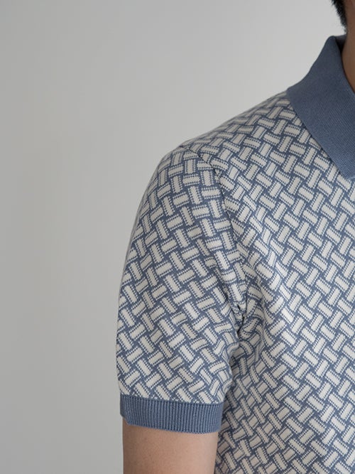 Drumohr ドルモア スキッパーニットポロ BLUE*WHITE | ITAL STYLE WEAR
