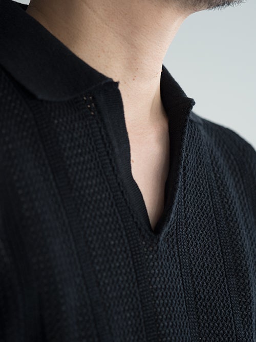 Drumohr ドルモア メッシュ編みスキッパーニット BLACK | ITAL STYLE WEAR