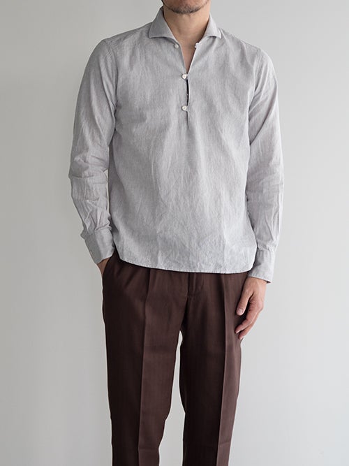ORIAN リネン シャツ プルオーバー L ITALY　イタリア製 オリアン ORIAN オリアン コットンリネン プルオーバーシャツ BEIGE | ITAL