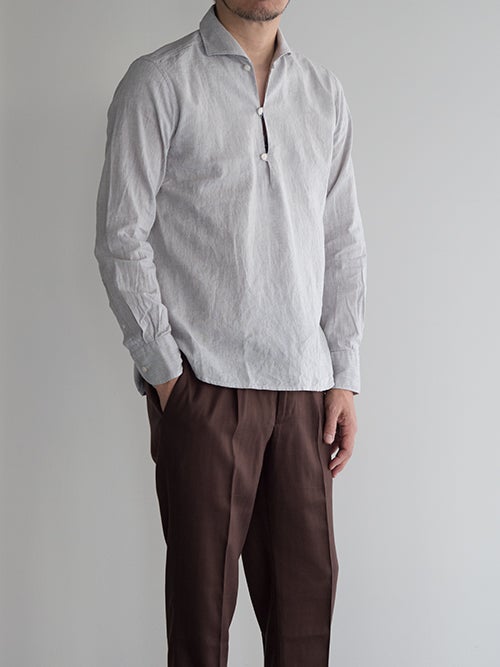 ORIAN シャツ ORIAN オリアン コットンリネン プルオーバーシャツ BEIGE | ITAL