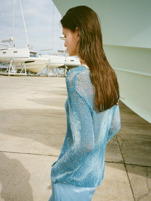 ENRICA エンリカ インディゴ染めコットンリネンニット BLUE | ITAL