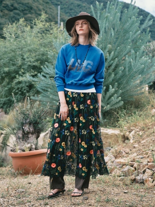LE MELANGE ル メランジュ 刺繍チュールスカート BLACK | ITAL STYLE WEAR